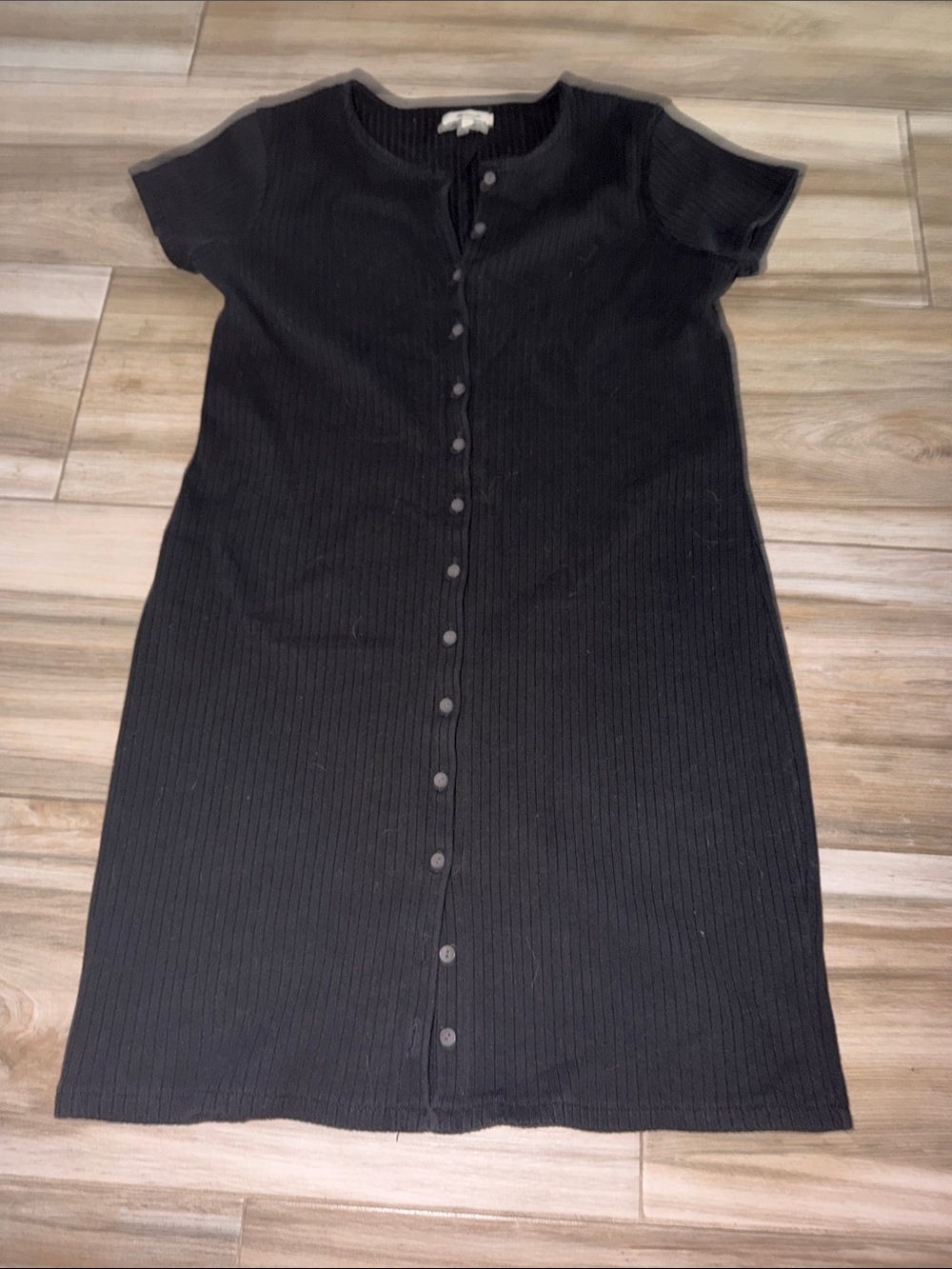 Madewell Button-Front Rib Knit Dress - Black